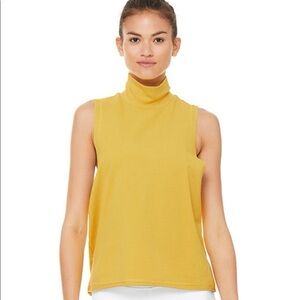 Alo Yoga Mock Neck Tank Yellow Small